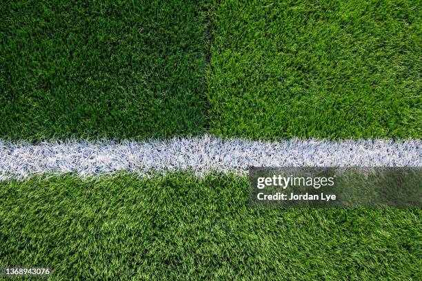 painted lines on artificial turf,  soccer field, football - soccer field stock-fotos und bilder