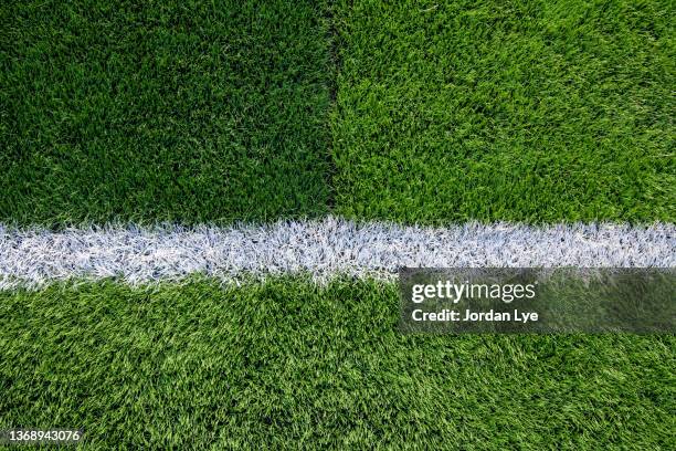 painted lines on artificial turf,  soccer field, football - soccer pitch fotografías e imágenes de stock