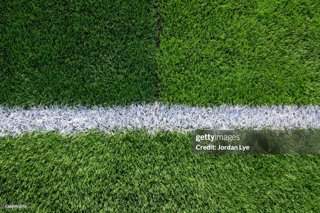 Painted Lines on artificial Turf, Soccer Field, Football