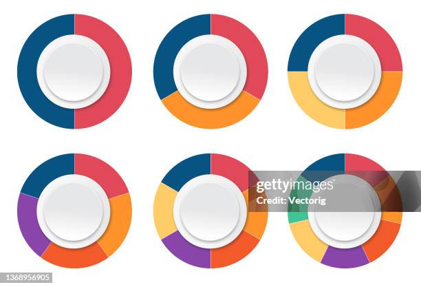 kreisdiagramm-set. bunte diagrammsammlung. - 5 segment infographics vector stock-grafiken, -clipart, -cartoons und -symbole