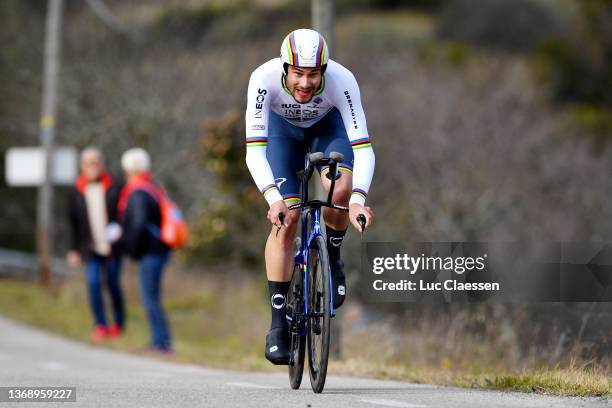 Filippo Ganna of Italy and Team INEOS Grenadiers sprints during the 52nd Étoile De Bessèges - Tour Du Gard 2022, Stage 5 a 11km individual time trial...