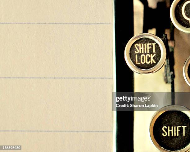 shift key on vintage typewriter - shift key stock pictures, royalty-free photos & images