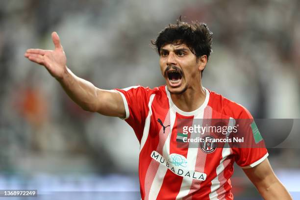 Ahmed Al Hashmi of Al Jazira during the FIFA Club World Cup UAE 2021 2nd Round match between Al Hilal and Al Jazira at Mohammed Bin Zayed Stadium on...