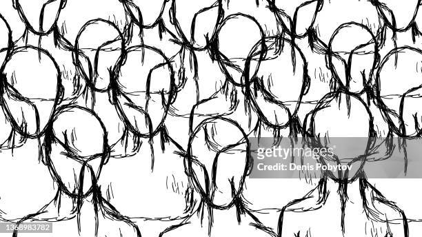 sketch doodle illustration - silhouettes of people. - human face outline stock illustrations