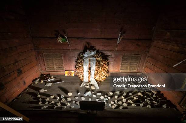 View of The Shoah Memorial during visit of Lifetime Senator Liliana Segre paying tribute to the victims on February 06, 2022 in Milan, Italy. A...