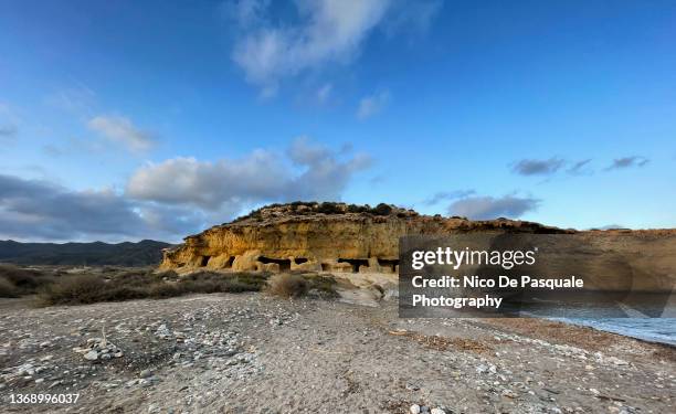 cala blanca beach, lorca, spain - lorca stock pictures, royalty-free photos & images