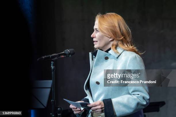 Monica Maggioni Director of Tv news of Rai at the Memorial of the Shoah in Milan to pay tribute to the victims Speaks during the Commemorations of...