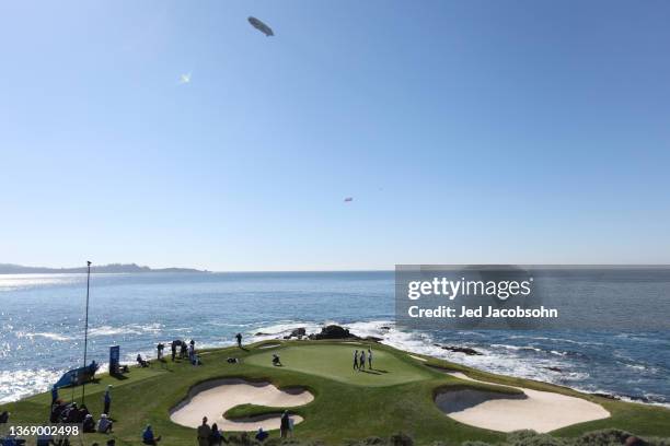 General view of the seventh hole during the final round of the AT&T Pebble Beach Pro-Am at Pebble Beach Golf Links on February 06, 2022 in Pebble...