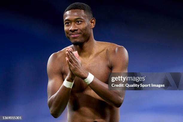 David Alaba of Real Madrid CF reacts after the game during the LaLiga Santander match between Real Madrid CF and Granada CF at Estadio Santiago...