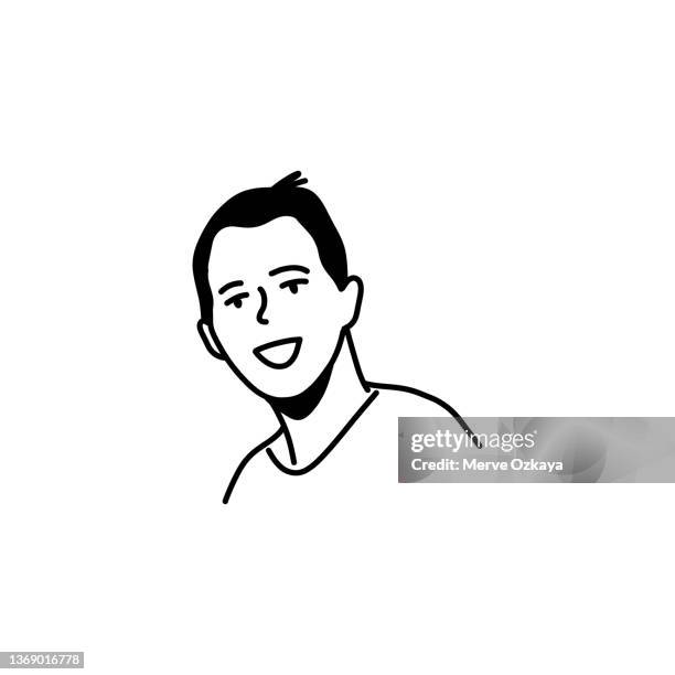 ilustrações de stock, clip art, desenhos animados e ícones de hand drawn young male character - facial expressions flat design character