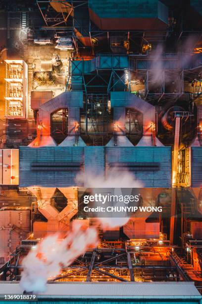 coal-fired power station at night - electronic vapor stock pictures, royalty-free photos & images