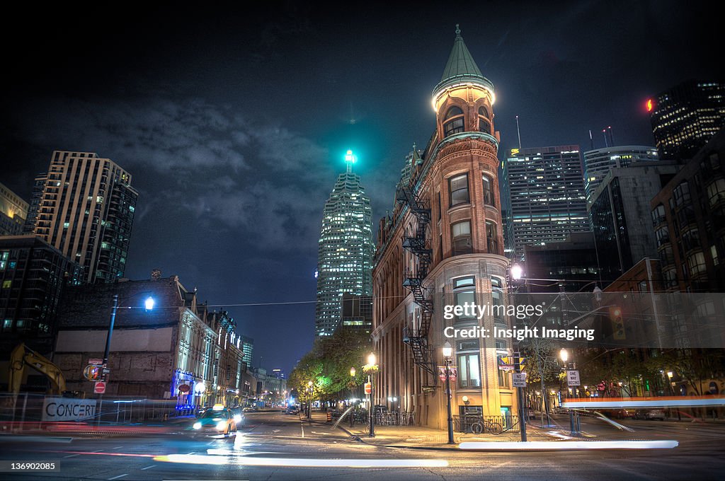 Night view of Iron flat building in Toronto