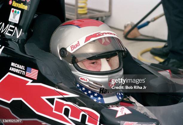 Driver Michael Andretti at California Speedway, September 26, 1997 in Fontana, California.