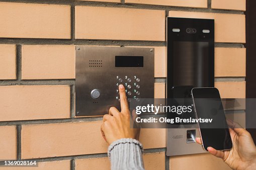 Enter Code Panel Person Hand Enter The Code On Control Panel To Open The Door ...