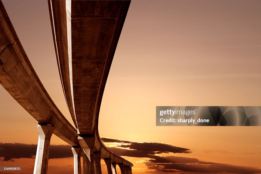 XXL elevated roadway at sunset