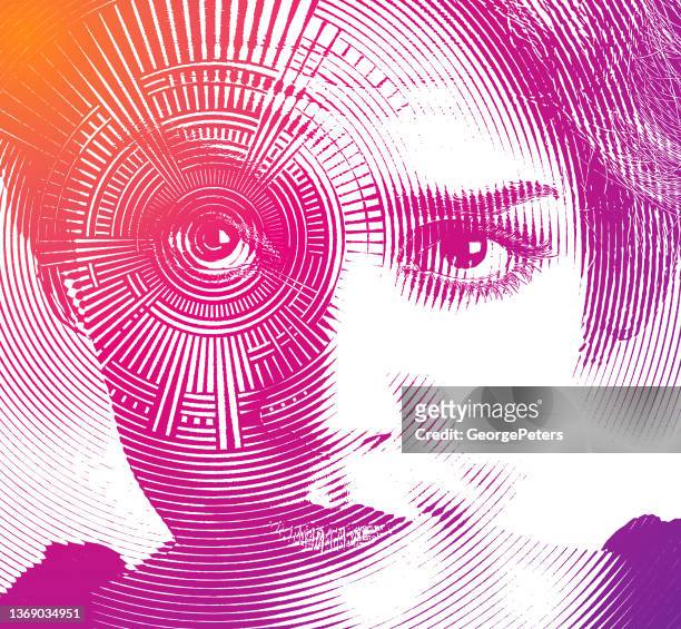 depressed woman with smirking facial expression - 20 20 vision stock illustrations