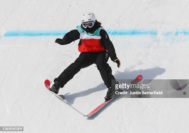 Yang Shuorui of Team China lands after performing a trick during the Women's Freestyle Skiing Freeski Big Air Qualification on Day 3 of the Beijing...