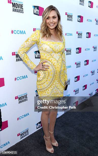 Actress Elizabeth Olsen arrives at the 17th Annual Critics' Choice Movie Awards held at The Hollywood Palladium on January 12, 2012 in Los Angeles,...