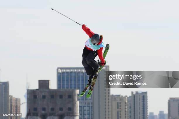 Katie Summerhayes of Team Great Britain performs a trick during the Women's Freestyle Skiing Freeski Big Air Qualification on Day 3 of the Beijing...