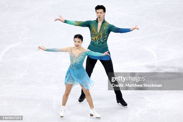 Shiyue Wang and Xinyu Liu of Team China skate during the Ice Dance Free Dance Team Event on day three of the Beijing 2022 Winter Olympic Games at...