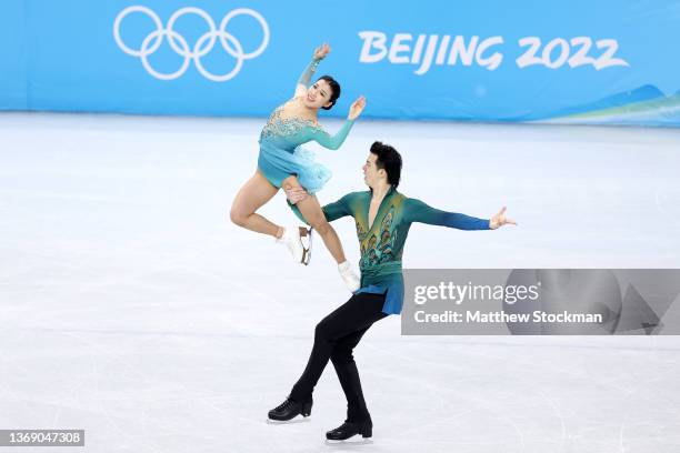 Shiyue Wang and Xinyu Liu of Team China skate during the Ice Dance Free Dance Team Event on day three of the Beijing 2022 Winter Olympic Games at...