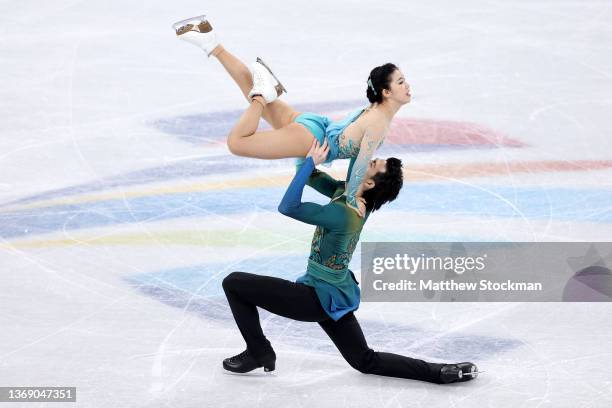 Shiyue Wang and Xinyu Liu of Team China skate during the Ice Dance Free Dance Team Event on day three of the Beijing 2022 Winter Olympic Games at...