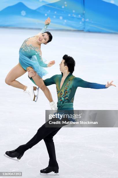 Shiyue Wang and Xinyu Liu of Team China skate during the Ice Dance Free Dance Team Event on day three of the Beijing 2022 Winter Olympic Games at...