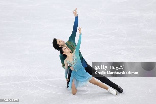 Shiyue Wang and Xinyu Liu of Team China skate during the Ice Dance Free Dance Team Event on day three of the Beijing 2022 Winter Olympic Games at...