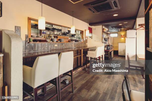 interior of japanese izakaya pub - miso stock-fotos und bilder