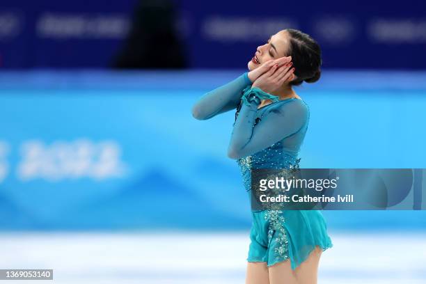 Madaline Schizas of Team Canada skates during the Women Single Skating Free Skating Team Event on day three of the Beijing 2022 Winter Olympic Games...
