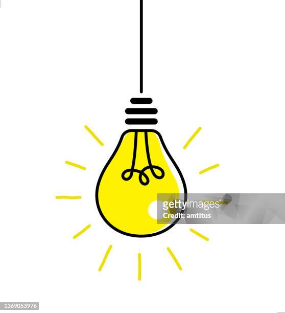 light bulb hanging - energy efficient lightbulb stock illustrations