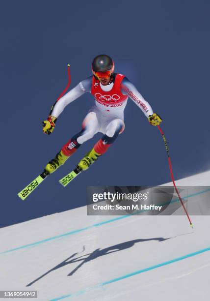 Bryce Bennett of Team United States skis during the Men's Downhill on day three of the Beijing 2022 Winter Olympic Games at National Alpine Ski...