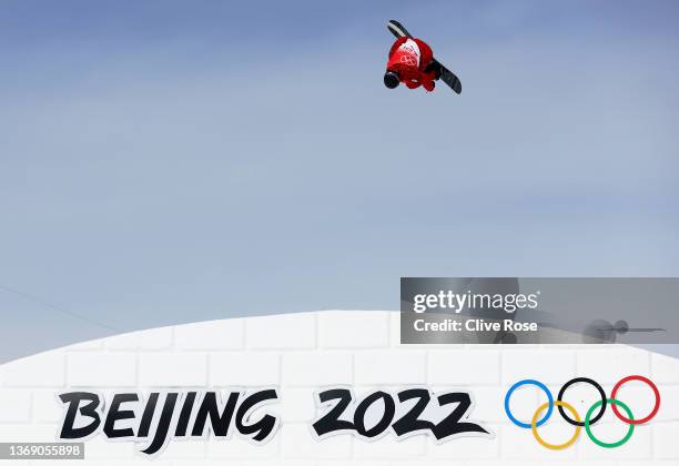 Max Parrot of Team Canada performs a trick during the Men's Snowboard Slopestyle Final on Day 3 of the Beijing 2022 Winter Olympic Games at Genting...