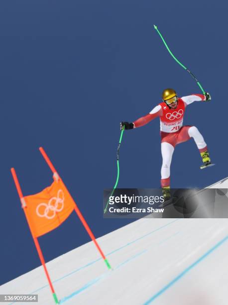 Max Franz of Team Austria skis during the Men's Downhill on day three of the Beijing 2022 Winter Olympic Games at National Alpine Ski Centre on...