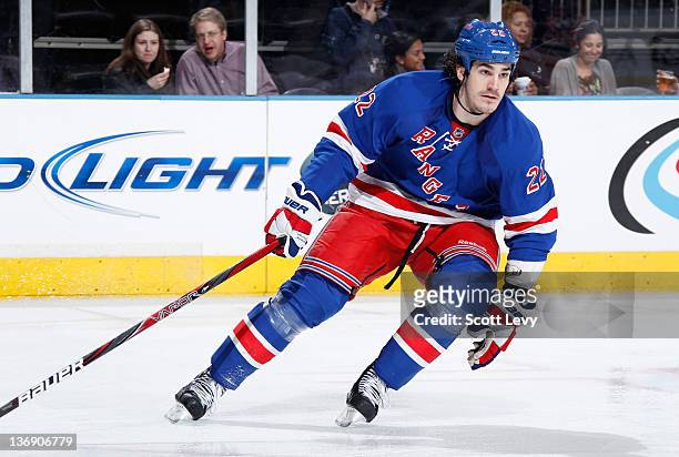 Brian Boyle of the New York Rangers skates against the Phoenix Coyotes at Madison Square Garden on January 10, 2012 in New York City.