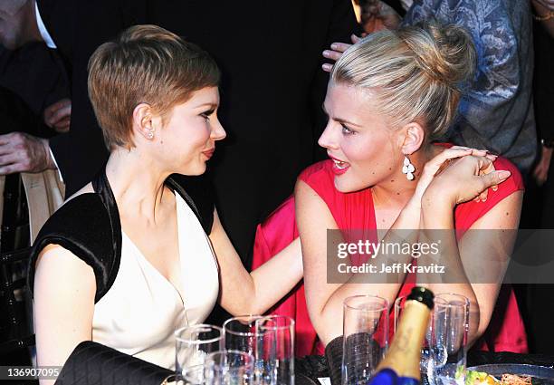 Actresses Michelle Williams and Busy Philipps attend the 17th Annual Critics' Choice Movie Awards held at The Hollywood Palladium on January 12, 2012...