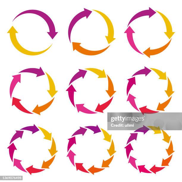 arrows - flow chart 7 steps stock illustrations