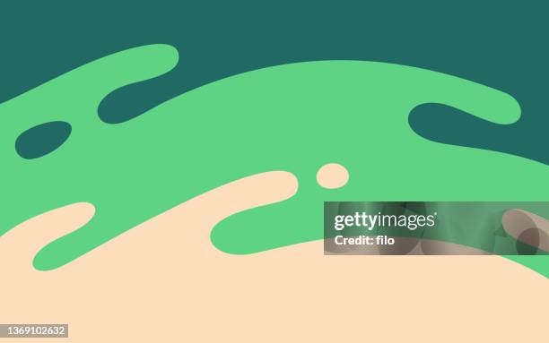 ilustrações, clipart, desenhos animados e ícones de fundo da onda de mola - cor verde