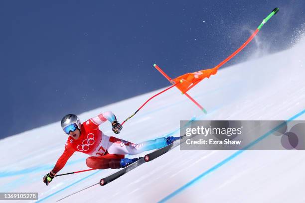 Marco Odermatt of Team Switzerland skis during the Men's Downhill on day three of the Beijing 2022 Winter Olympic Games at National Alpine Ski Centre...