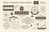 Vintage typographic design elements set vector illustration