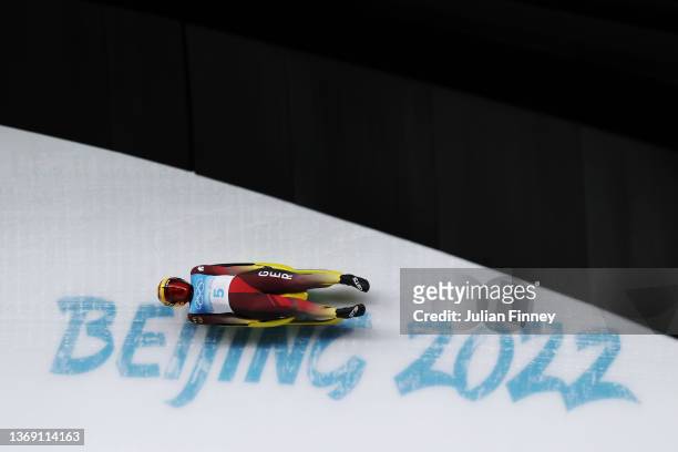 Julia Taubitz of Team Germany slides during the Women's Singles Luge heats on day three of the Beijing 2022 Winter Olympic Games at National Sliding...
