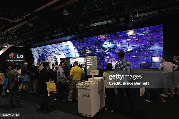 Electronics displayed a line of 3D products at the 2012 International Consumer Electronics Show at the Las Vegas Convention Center January 12, 2012...