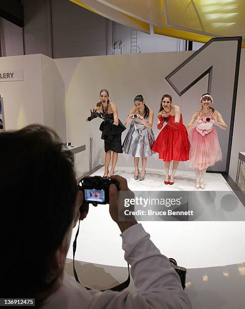 Nikon 1 cameras are displayed at the 2012 International Consumer Electronics Show at the Las Vegas Convention Center January 12, 2012 in Las Vegas,...