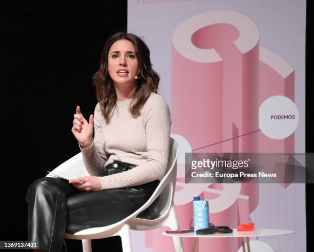 The Secretary General of Podemos and Minister of Social Rights and Agenda 2030, Ione Belarra, speaks at the event 'Tax the Rich. Equilibrar la...