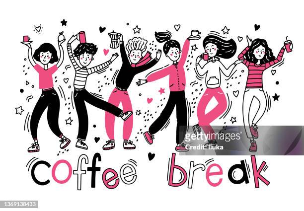 stockillustraties, clipart, cartoons en iconen met coffee break vector illustration - coffee break party