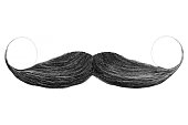 Black curly mustache isolated on white