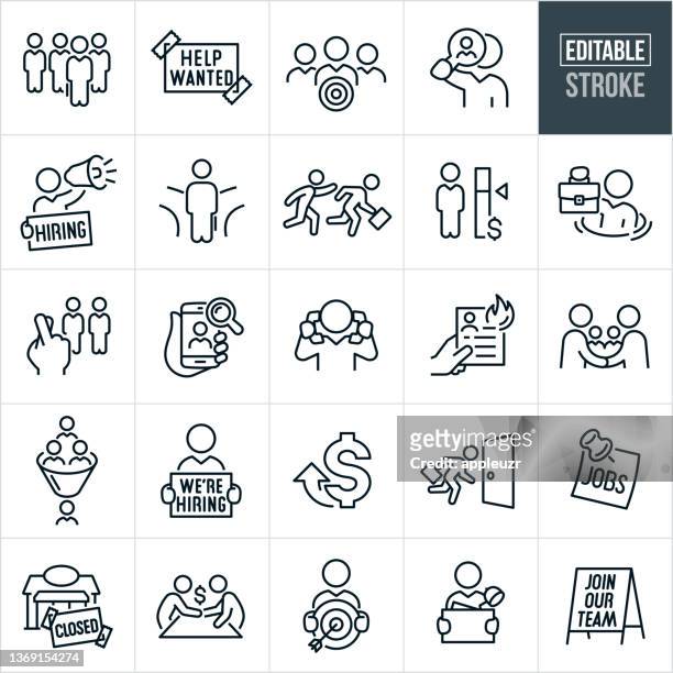 labor shortage thin line icons - editable stroke - recruitment stock illustrations