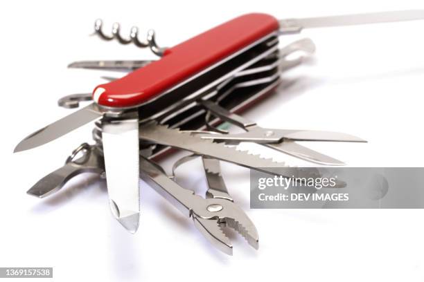 close up of multipurpose knife - swiss army knife stock pictures, royalty-free photos & images