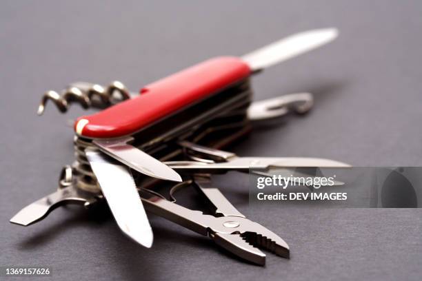 close up of multipurpose knife - swiss army knife stock pictures, royalty-free photos & images