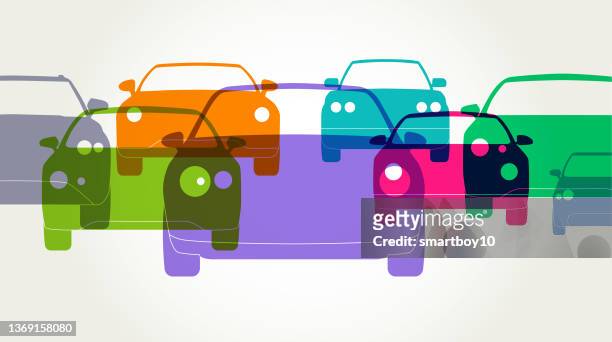 stylised car icons - traffic jam stock illustrations